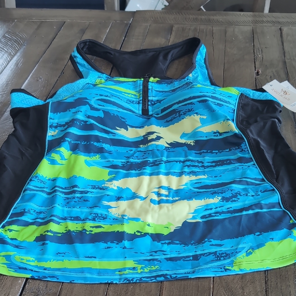 Blue and Yellow Racerback Tank Top